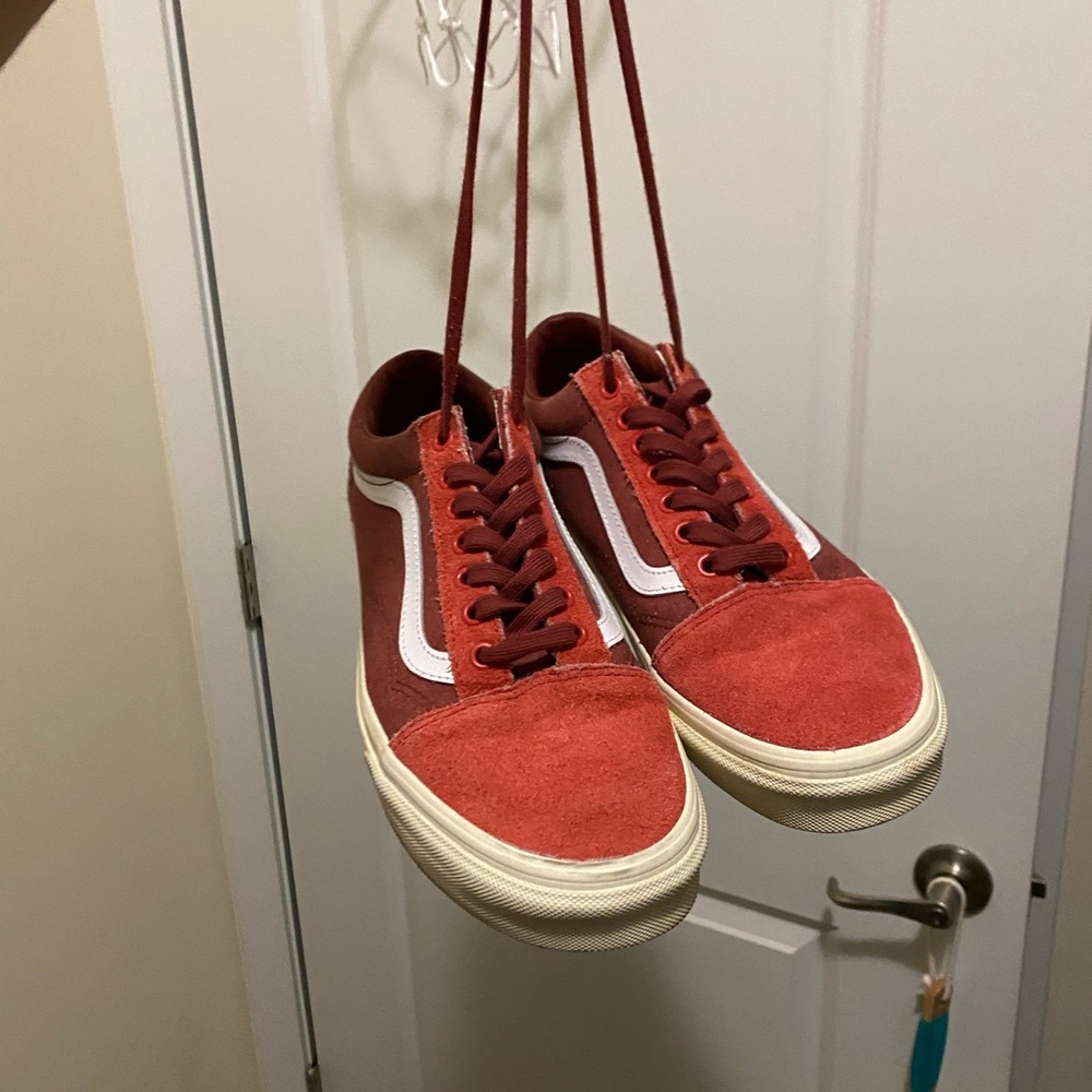 J Crew Old Skool Vans in red Suede